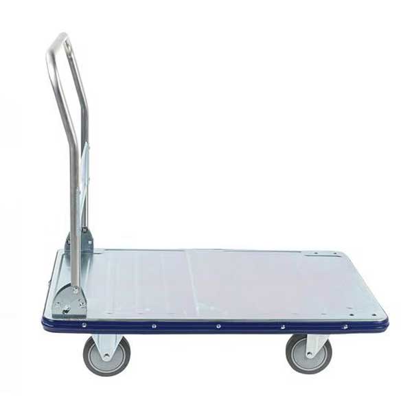 Heavy-Duty Silver Platform Trolley with Foldable Handle
