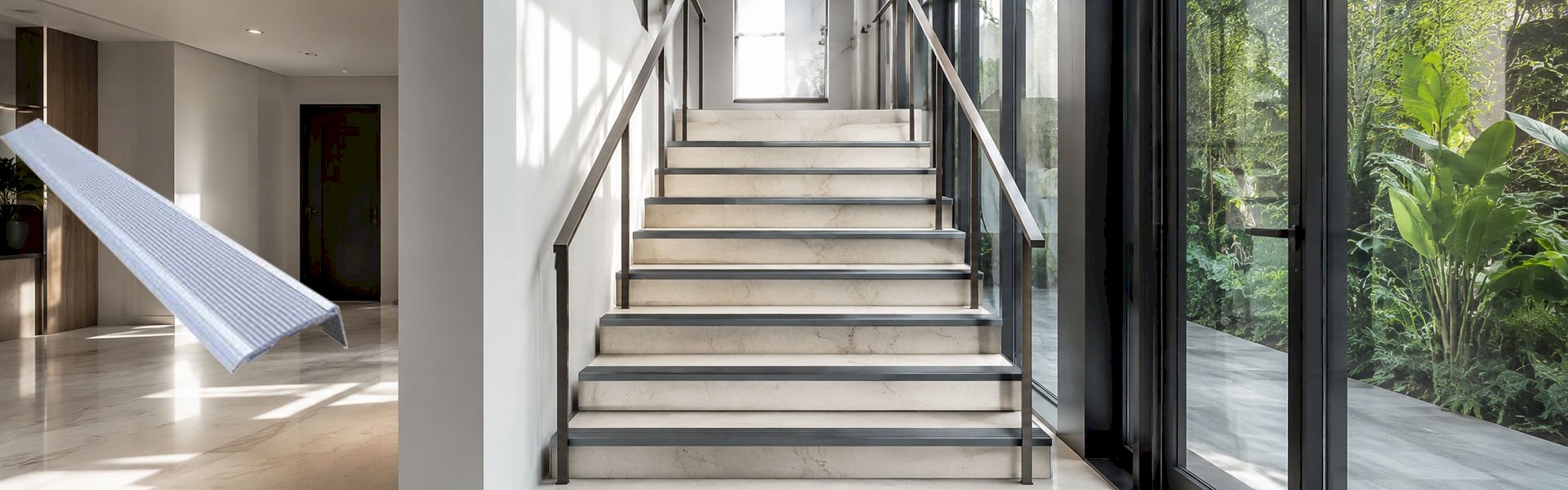 Stairs nosing for safer step edges in commercial and residential properties