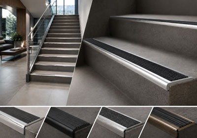 Anti-slip stair nosing fitted to improve stair grip and floor safety