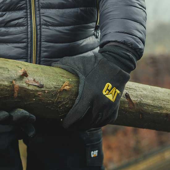 Caterpillar Jersey Dotted Gloves with PVC Grip
