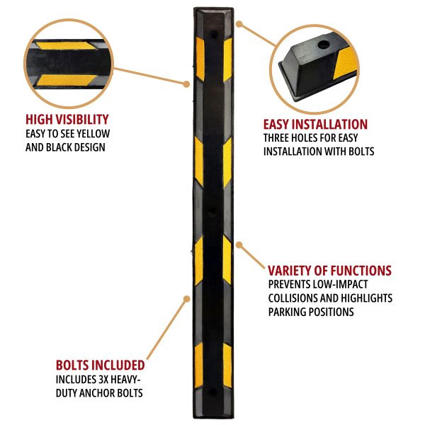 Large Rubber Parking Reflective Stop 