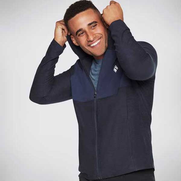 Lightweight Skech-Knits Zip Hoodie with Hand Pockets