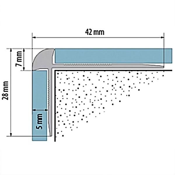 LVT 5mm Outer Corner Stair Nosing Edge Profile in Silver Finish