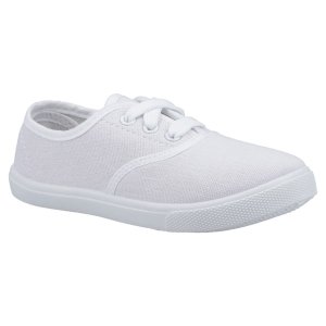 Mirak White Canvas Lace Up Plimsolls
