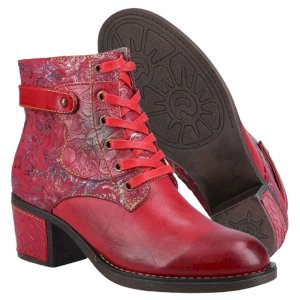 Musa Floral Print Lace Up Boots