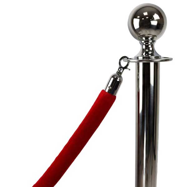 New Luxurious Red Velvet Rope Barrier Posts