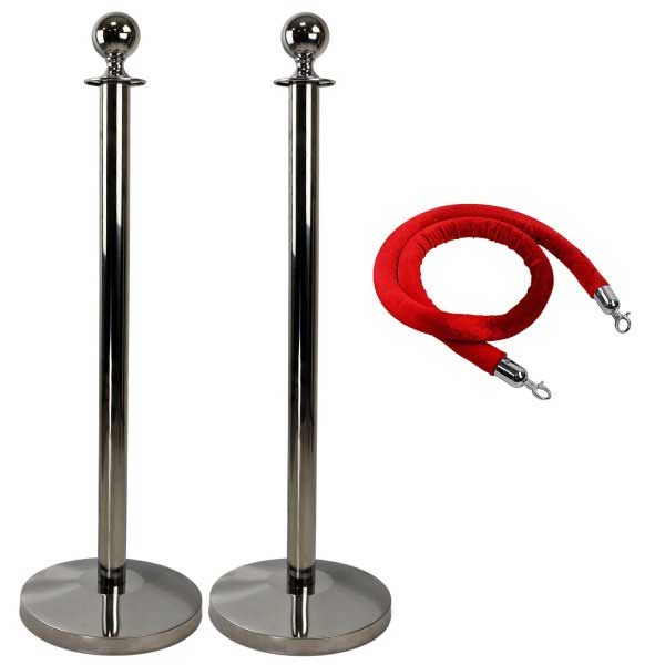 New Luxurious Red Velvet Rope Barrier Posts
