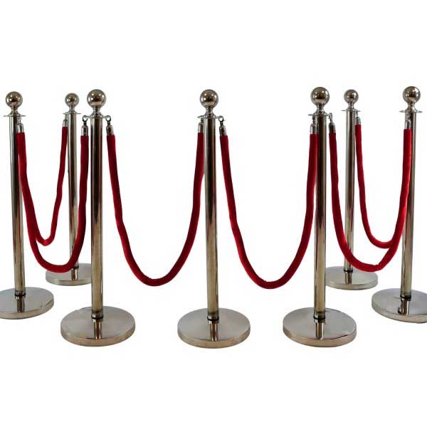 New Luxurious Red Velvet Rope Barrier Posts