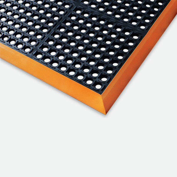 Non Slip Anti Fatigue Ring Rubber Mat With Bright Orange Border