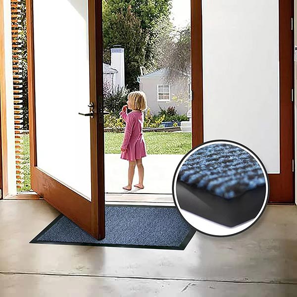 Non Slip Blue/Black Hard Wearing Rubber Barrier Mats For Indoor And Outdoor