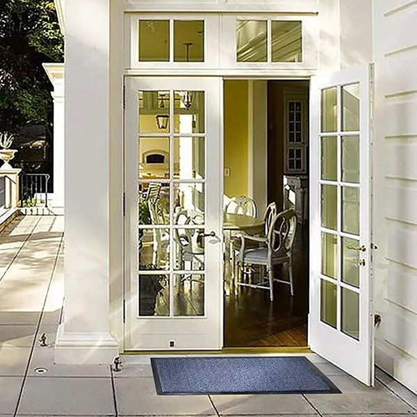 Non Slip Blue/Black Hard Wearing Rubber Barrier Mats For Indoor And Outdoor