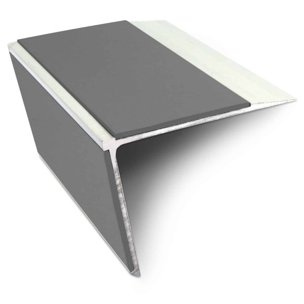 Commercial Stair Nosing Edge Trim 75mm x 58mm With Non Slip Pvc Insert Aluminium