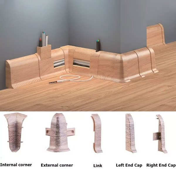 Oak Nevada PVC Skirting Board – Cable Cover & Flexible Edge Accessories