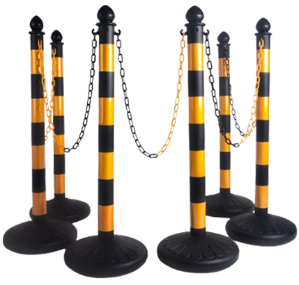 Heavy-duty plastic chain & posts for crowd control in the UK