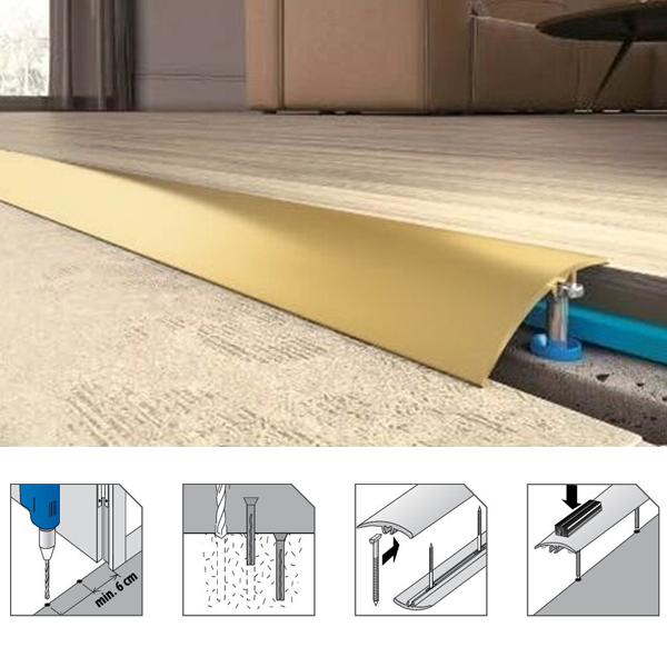 Push In Almunium Door Bars Threshold Strip Transition Trim Laminate Tiles