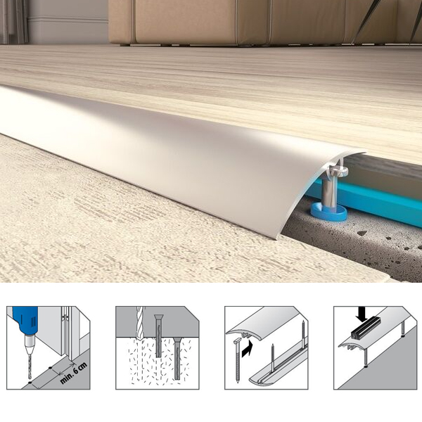 Push In Almunium Door Bars Threshold Strip Transition Trim Laminate Tiles