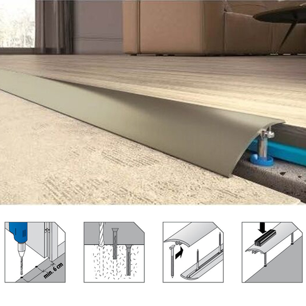 Push In Almunium Door Bars Threshold Strip Transition Trim Laminate Tiles