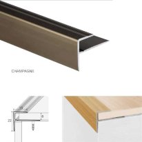Push-In Anodised Aluminium Stair Nosing Edge Trim, Laminate or Wood Floors