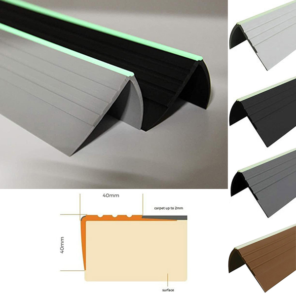 Bullnose Stair Nosings / PVC Bullnose Stair Nosing 40mm x 40mm Anti Slip Rubber Angle Step Edge