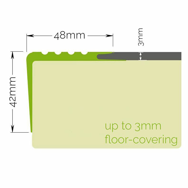 PVC Bullnose Stair Nosing Non Slip Rubber Angle Step Edge Trim