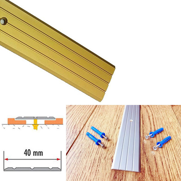 Rail Drilled Fluted Floor Threshold For Wooden Floor Aluminium