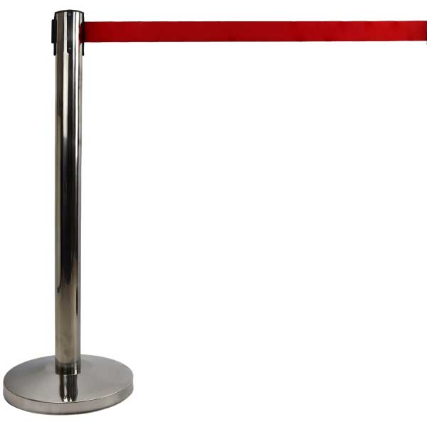 Retractable Barrier Post with Red Belt