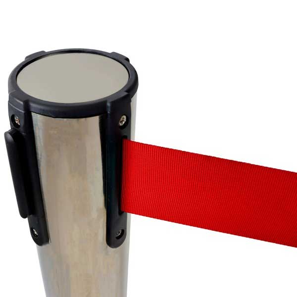 Retractable Barrier Post with Red Belt
