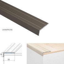 Self Adhesive 25 x 10mm Anodised Aluminium Stair Nosing Edge Trim