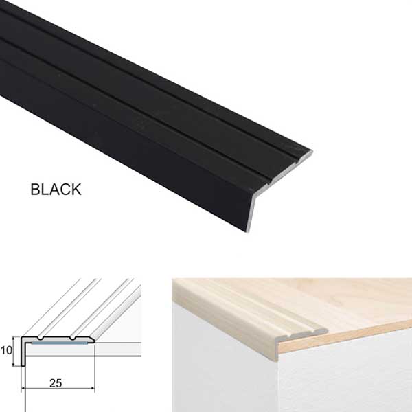 Self Adhesive 25 x 10mm Anodised Aluminium Stair Nosing Edge Trim