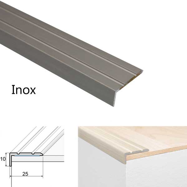 Self Adhesive 25 x 10mm Anodised Aluminium Stair Nosing Edge Trim