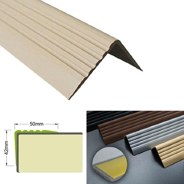 Self Adhesive Stair Nosing 50mm x 42mm Bullnose Stair Nosing Rubber Angle Step Edge