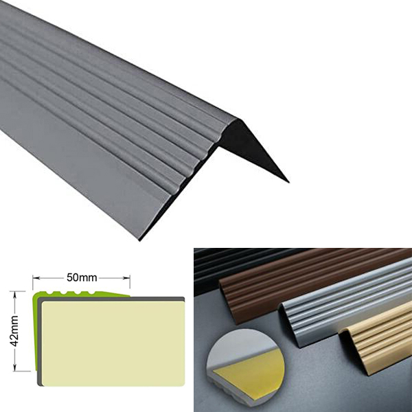 Self Adhesive Stair Nosing 50mm x 42mm Bullnose Stair Nosing Rubber Angle Step Edge