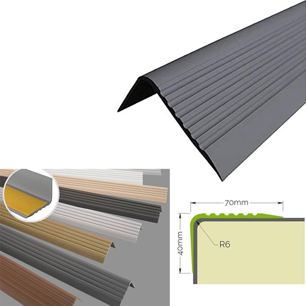 Self Adhesive Stair Nosing 50mm x 42mm Bullnose Stair Nosing Rubber Angle Step Edge