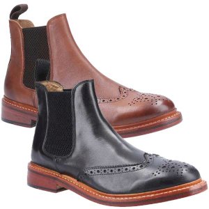Siddington Premium Leather Brogue Chelsea Boot