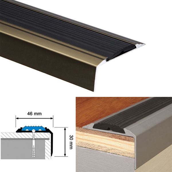 Silver Aluminium Stair Nosing For Tread Edges Screw Fix