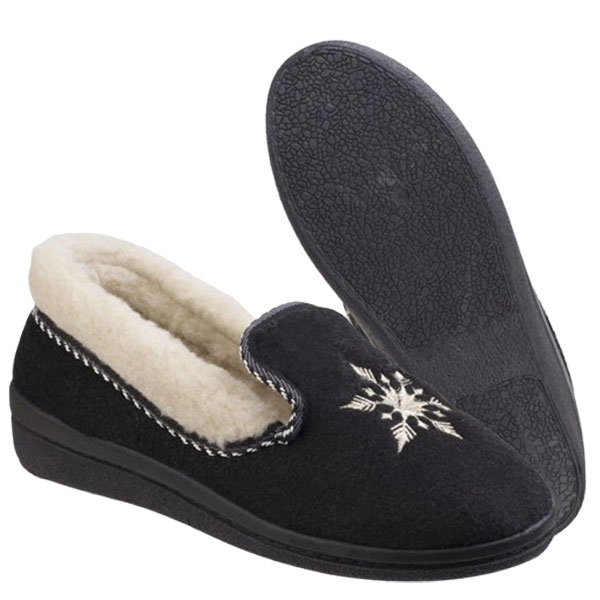 Snowflake Ladies Wool Felt Slippers