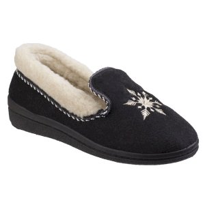 Snowflake Ladies Wool Felt Slippers