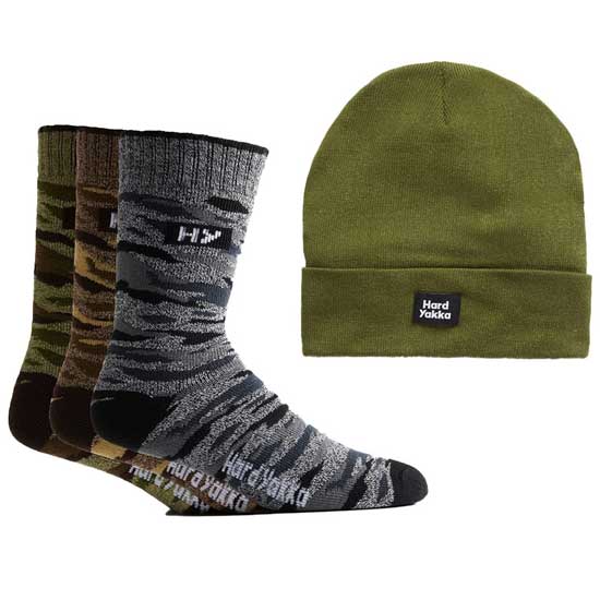Eco Camo Socks with Green Beanie