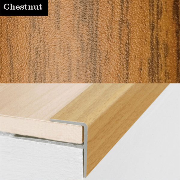Stair Nosing Edge Trim Push-In Aluminium Wood Effect