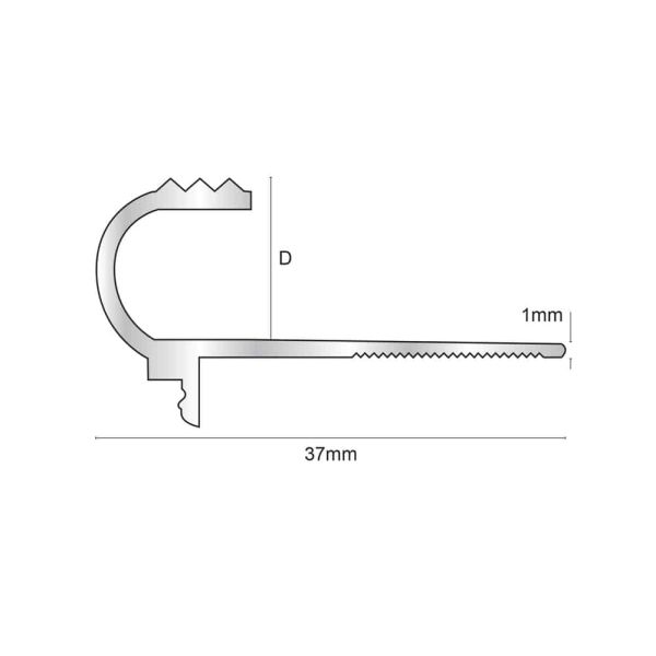 Tile-In Bullnose 10mm and 12mm Flooring Matt Silver