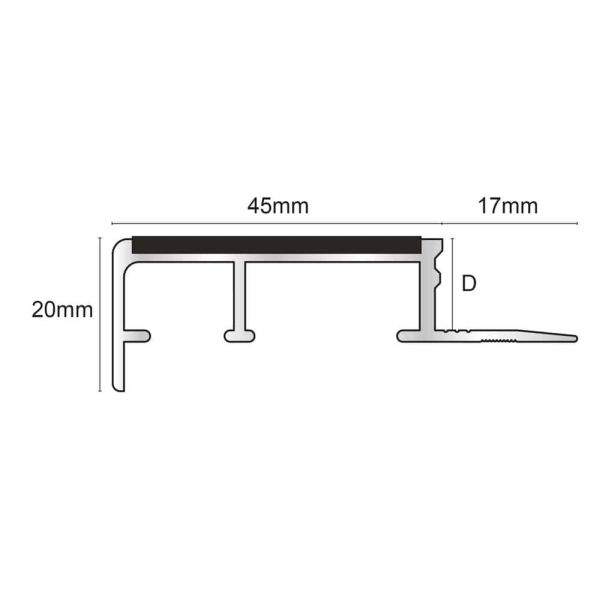 Tile-In Nosing Tredsafe 12.5mm Flooring Slimline Ceramic Non Slip