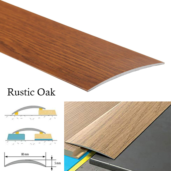 80mm Transition Strip Carpet Cover Door Floor Threshold Self-Adhesive Aluminium Wood Effect