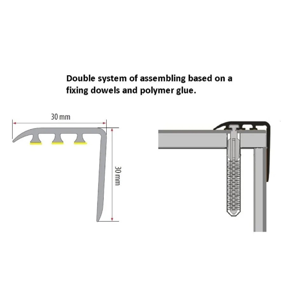 UPVC Wood Effect 30mm x 30mm Stair Edge Nosing Trim Edge Nosing 