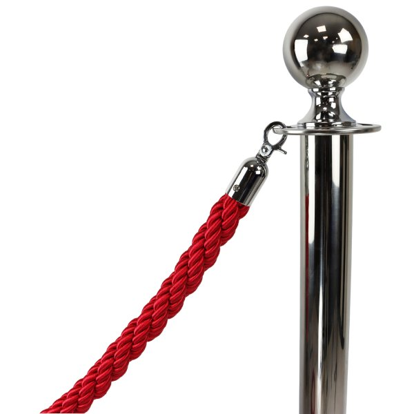 VIP Chrome Barrier Stands with Red Twisted Rope