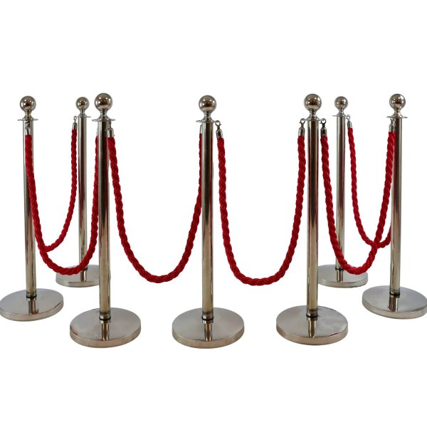 VIP Chrome Barrier Stands with Red Twisted Rope