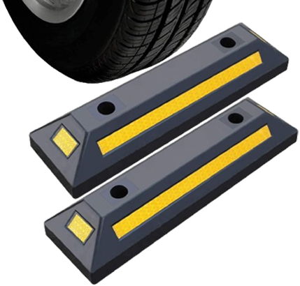 Heavy-duty rubber wheel stop for car park safety in the UK