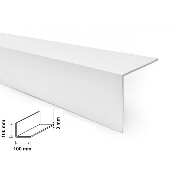 White Plastic Pvc Corner 90 Degree Angle Trim - 1m Long