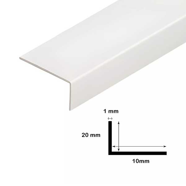 White PVC 90 Degree Corner Trim 2.5m – Unequal Edge Profile