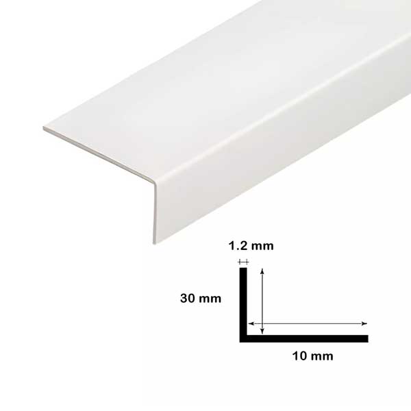 White PVC 90 Degree Corner Trim 2.5m – Unequal Edge Profile