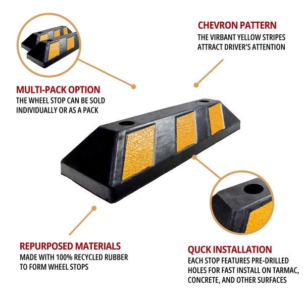 Yellow/Black Recycled Rubber Wheel Stop